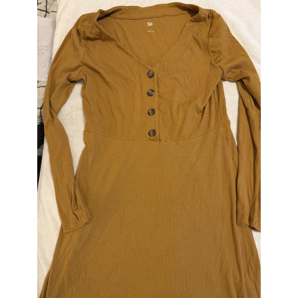 SO Dress Size L Soft Long‎ Sleeves Mustard Color